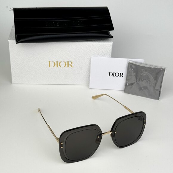 Dior Women Sunglasses Gold Smoke Square Oversized ULTRADIOR SU B0A0 BRAND NEW - Picture 10 of 12